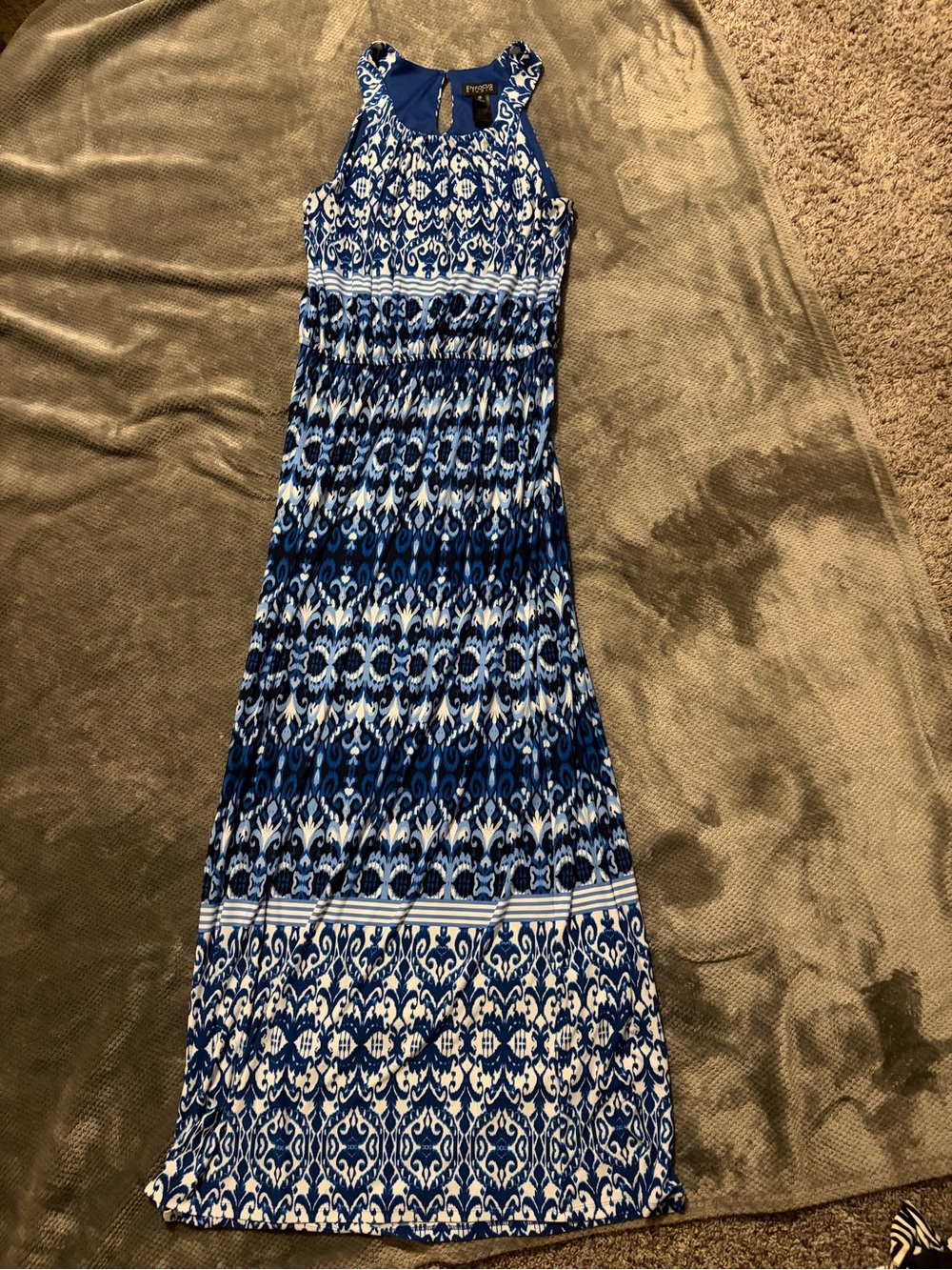 Enfocus Studio Blue and White Printed Maxi Dress